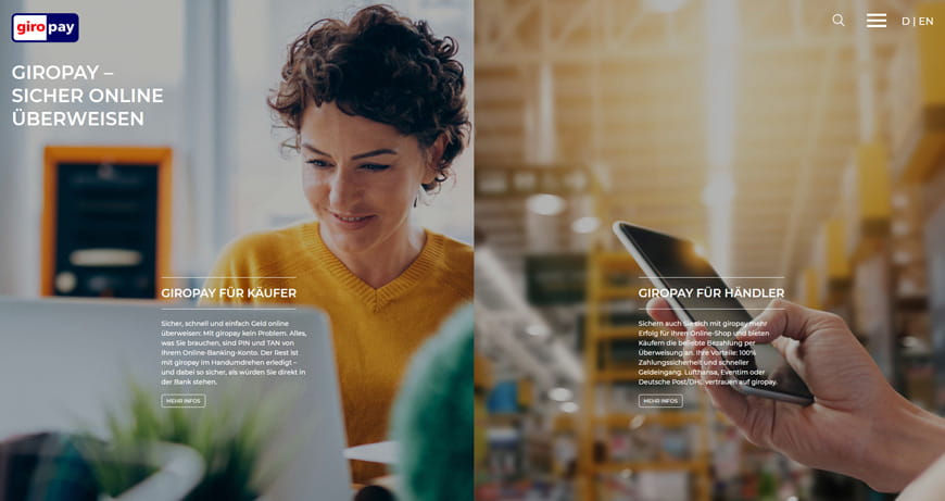 Die Webseite des Zahlungsdienstleisters Giropay