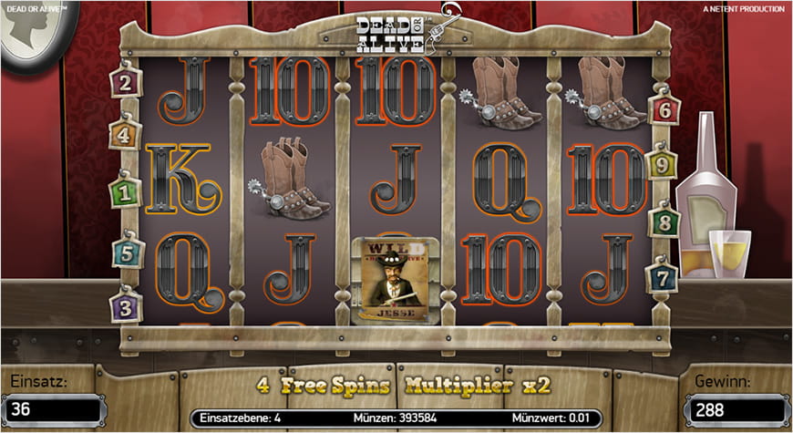 Die Freispielrunde des Dead or Alive Slot.