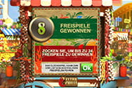 So sieht es aus, wenn du das Bonusspiel erreichst und Freispiele erhältst.
