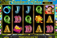 Der Garden of Riches Slot mit seinen verzierten Symbolen.